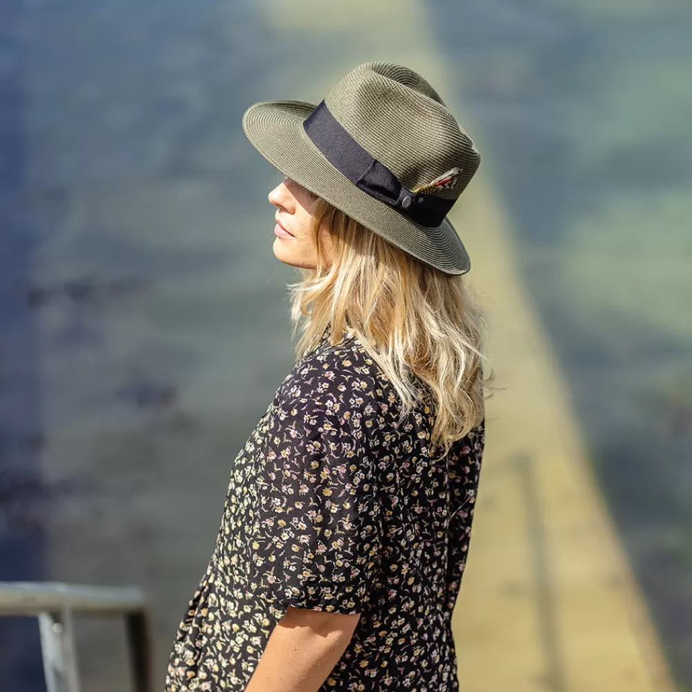 Chapeaux Trilby | Chapeaux Fedora^Jaxon & James Chapeau Fedora Été en Paille Summer C- Crown olive JAXON & JAMES