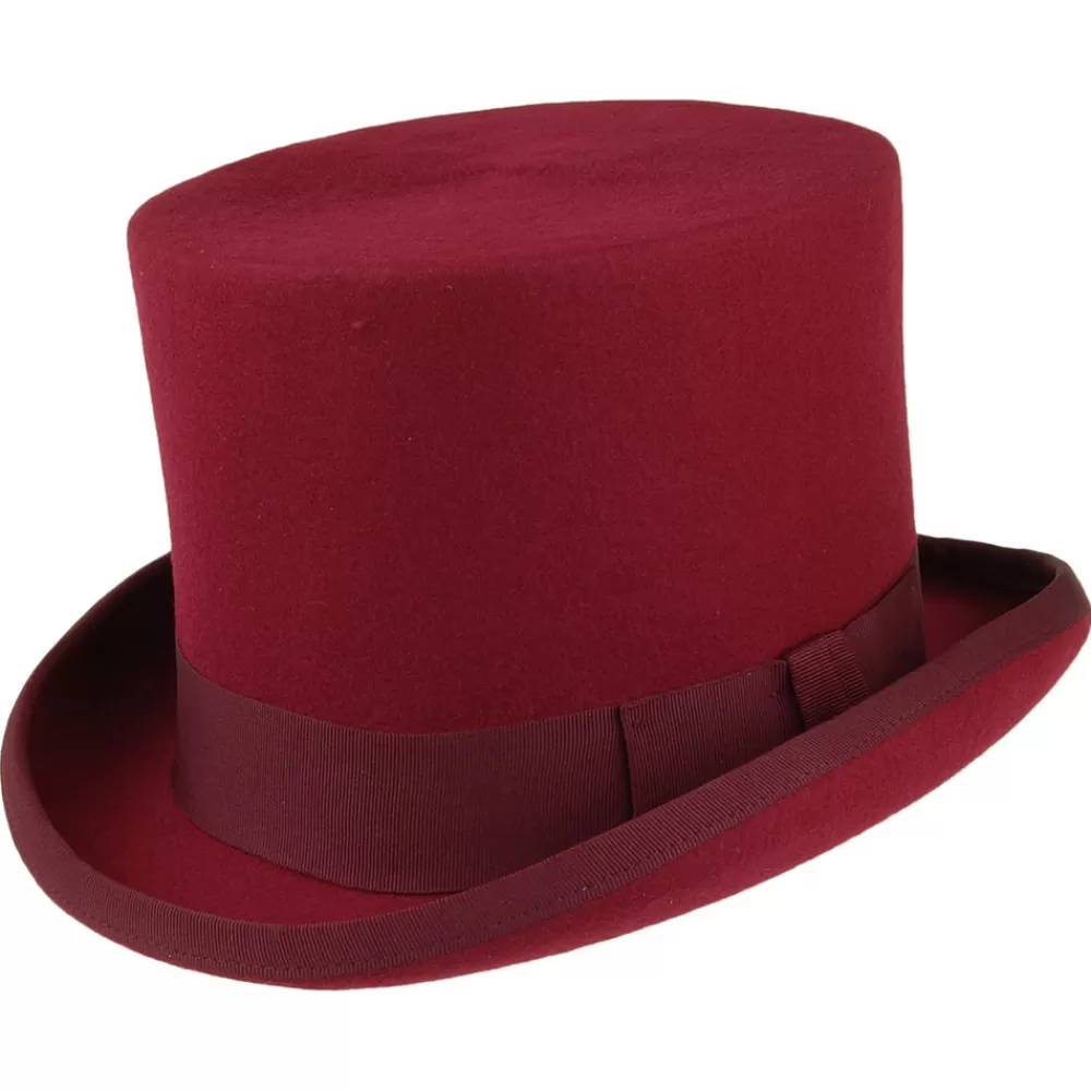 Hauts De Forme | Chapeaux Homme^Denton Chapeau Haut de Forme en Laine Feutrée bordeaux