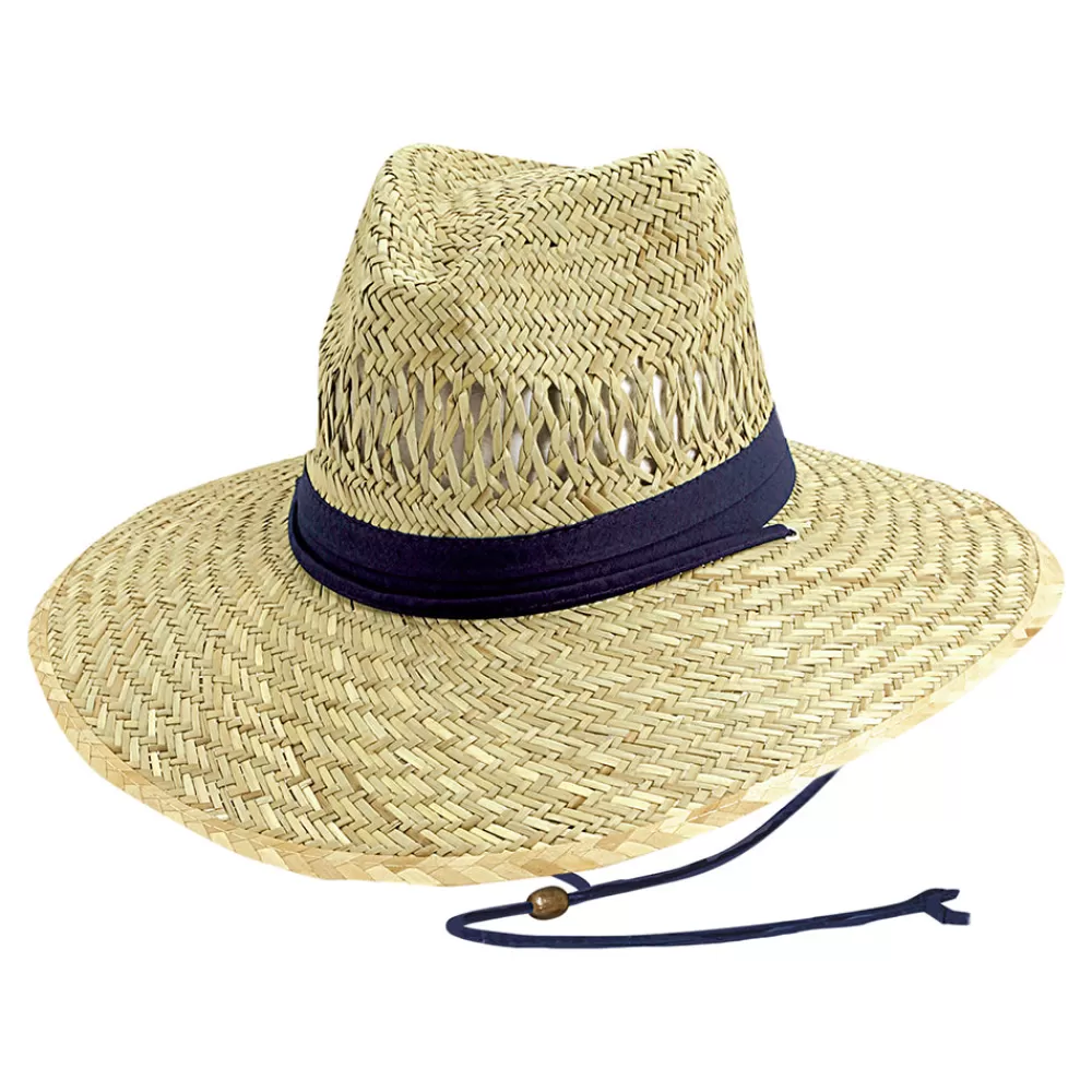 Chapeaux Été | Chapeaux De Paille^Dorfman Pacific Chapeau Lifeguard en Paille de Jonc naturel-bleu marine