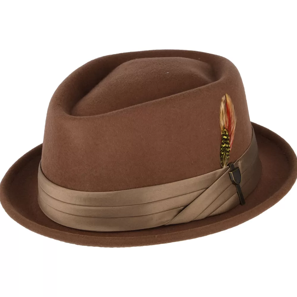 Grandes Tailles | Chapeaux Pork Pie^Brixton Chapeau Pork Pie en Laine Feutrée Stout marron-bronze