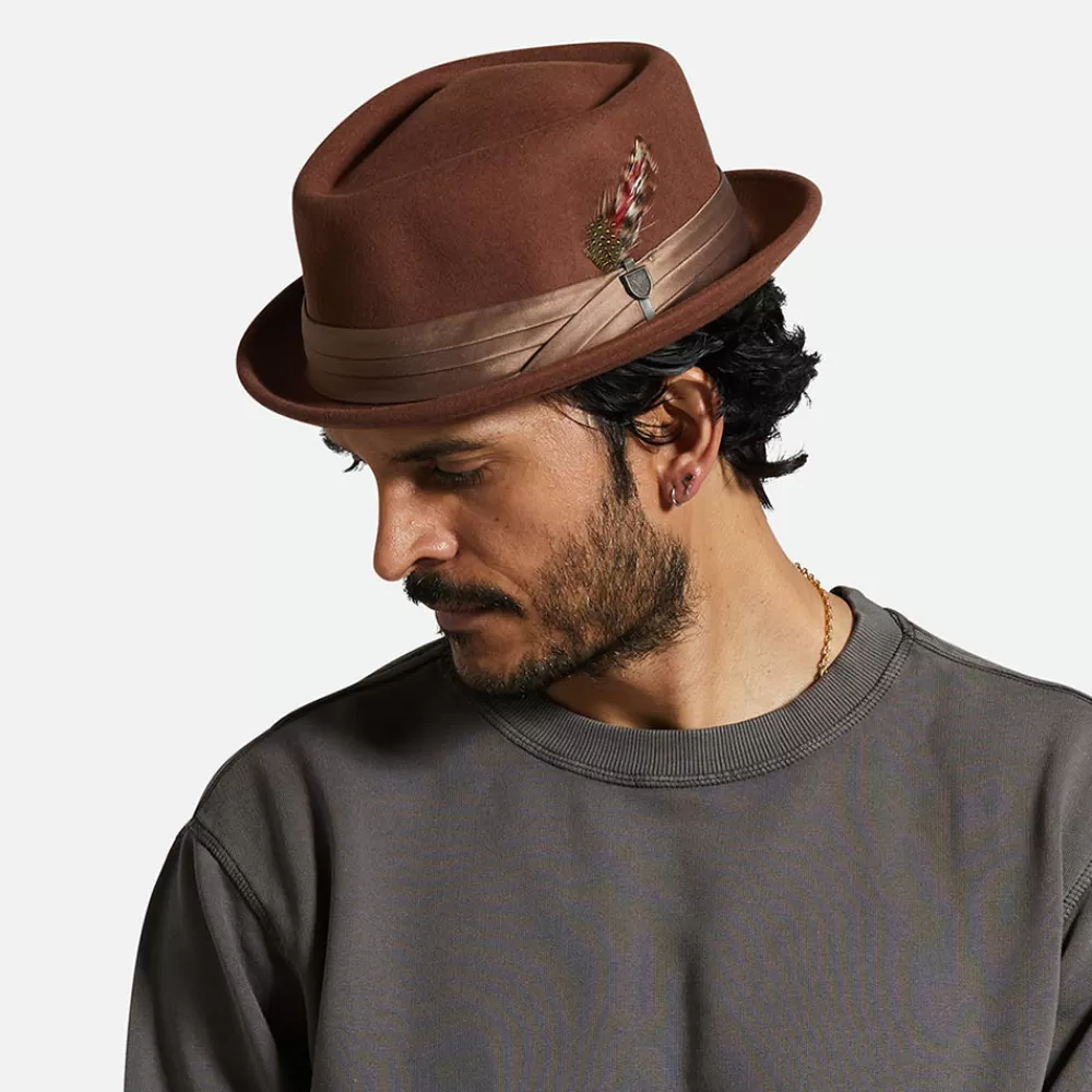 Grandes Tailles | Chapeaux Pork Pie^Brixton Chapeau Pork Pie en Laine Feutrée Stout marron-bronze