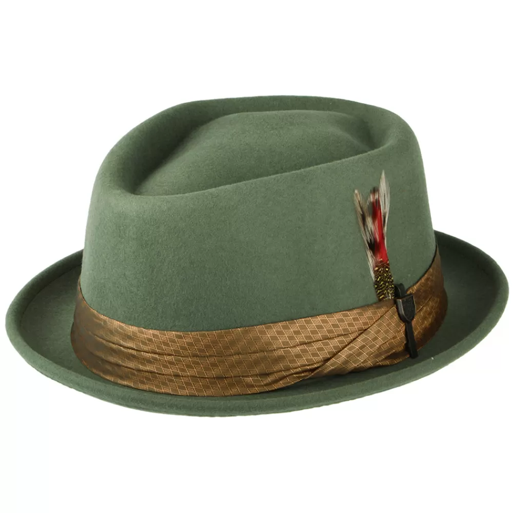 Grandes Tailles | Chapeaux Pork Pie^Brixton Chapeau Pork Pie en Laine Feutrée Stout mousse clair-café