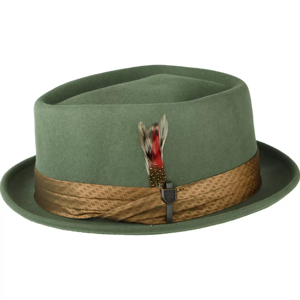 Grandes Tailles | Chapeaux Pork Pie^Brixton Chapeau Pork Pie en Laine Feutrée Stout mousse clair-café