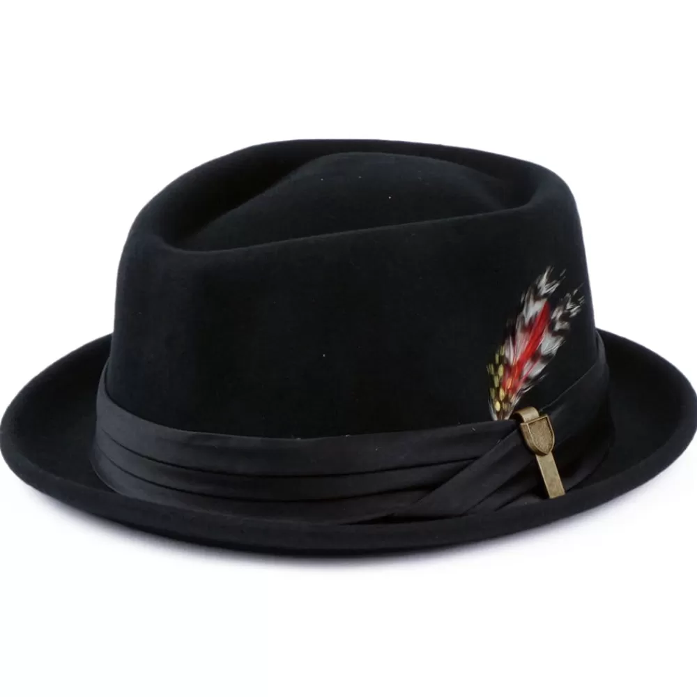 Grandes Tailles | Chapeaux Pork Pie^Brixton Chapeau Pork Pie en Laine Feutrée Stout noir