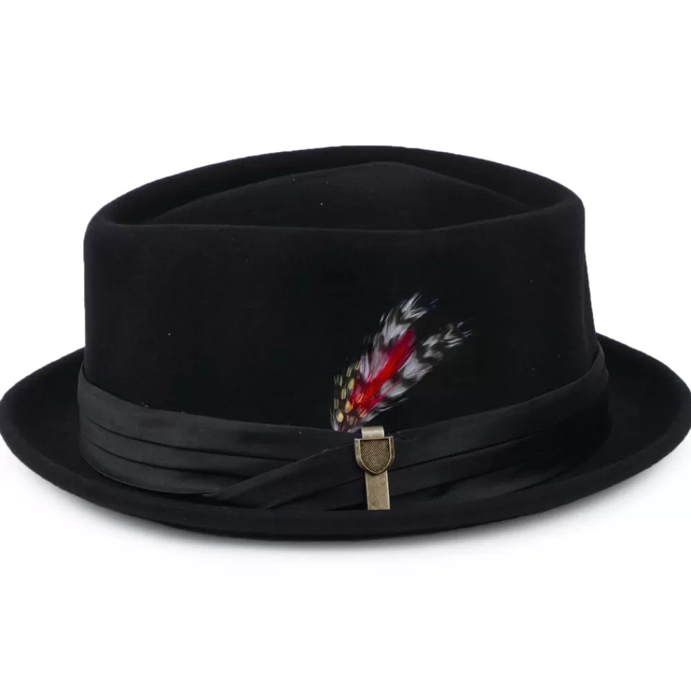 Grandes Tailles | Chapeaux Pork Pie^Brixton Chapeau Pork Pie en Laine Feutrée Stout noir