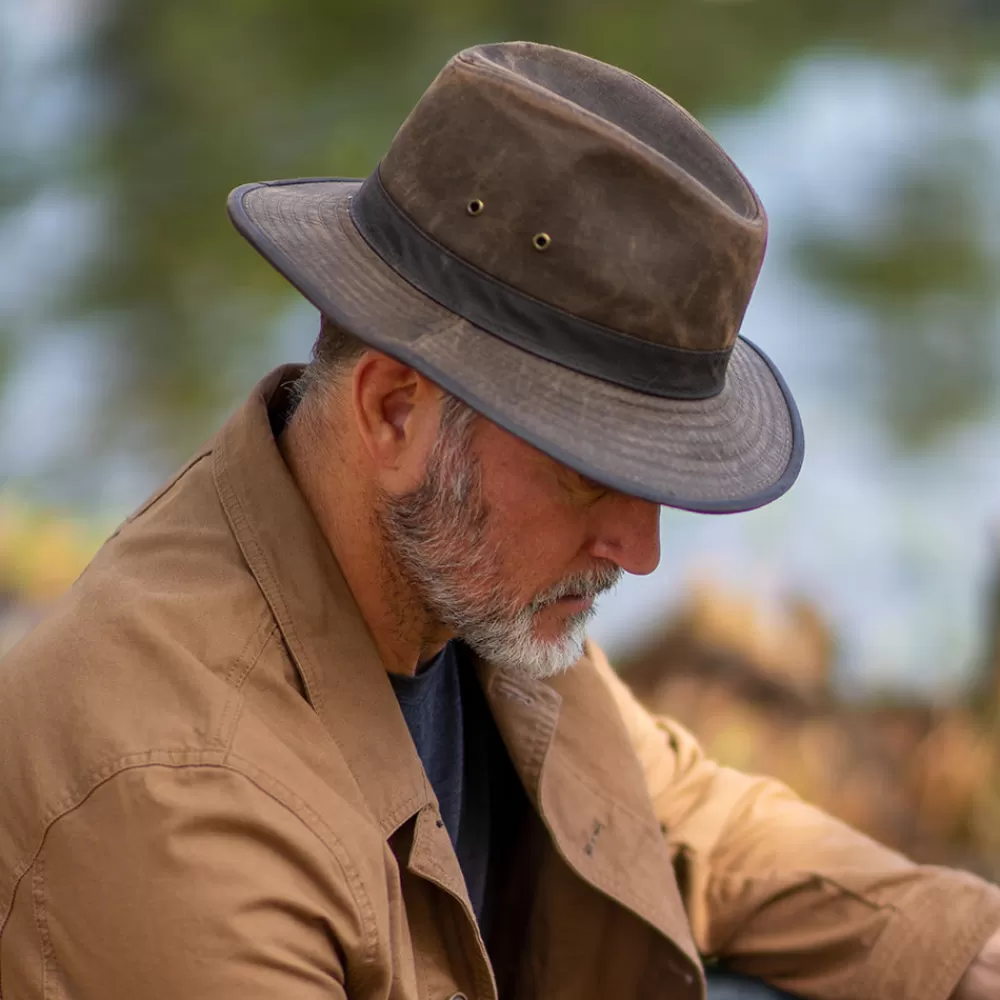 Chapeaux Trilby | Chapeaux Fedora^Dorfman Pacific Chapeau Safari en Coton à Effet Usé loden