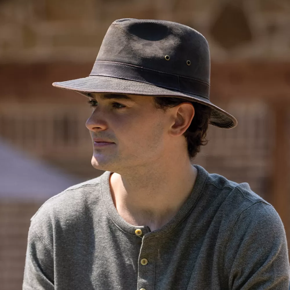 Chapeaux Trilby | Chapeaux Fedora^Dorfman Pacific Chapeau Safari en Coton à Effet Usé loden