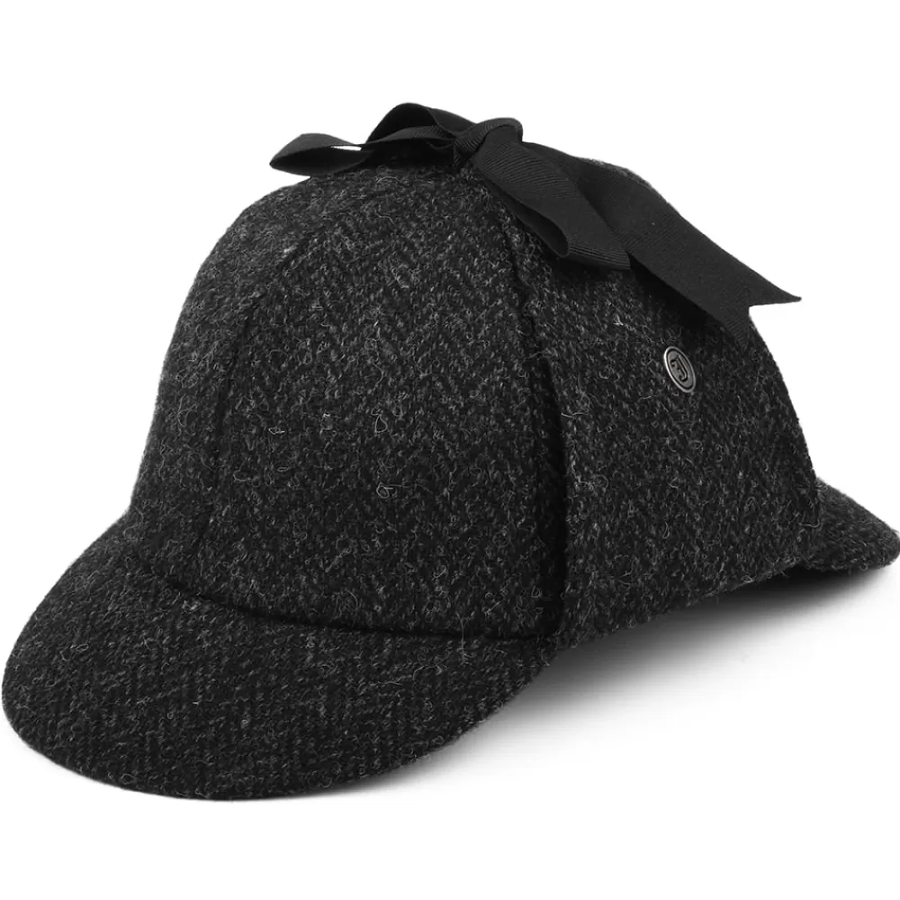 Grandes Tailles | Chapeaux Hiver^Jaxon & James Chapeau Sherlock Holmes en Harris Tweed noir-anthracite JAXON & JAMES