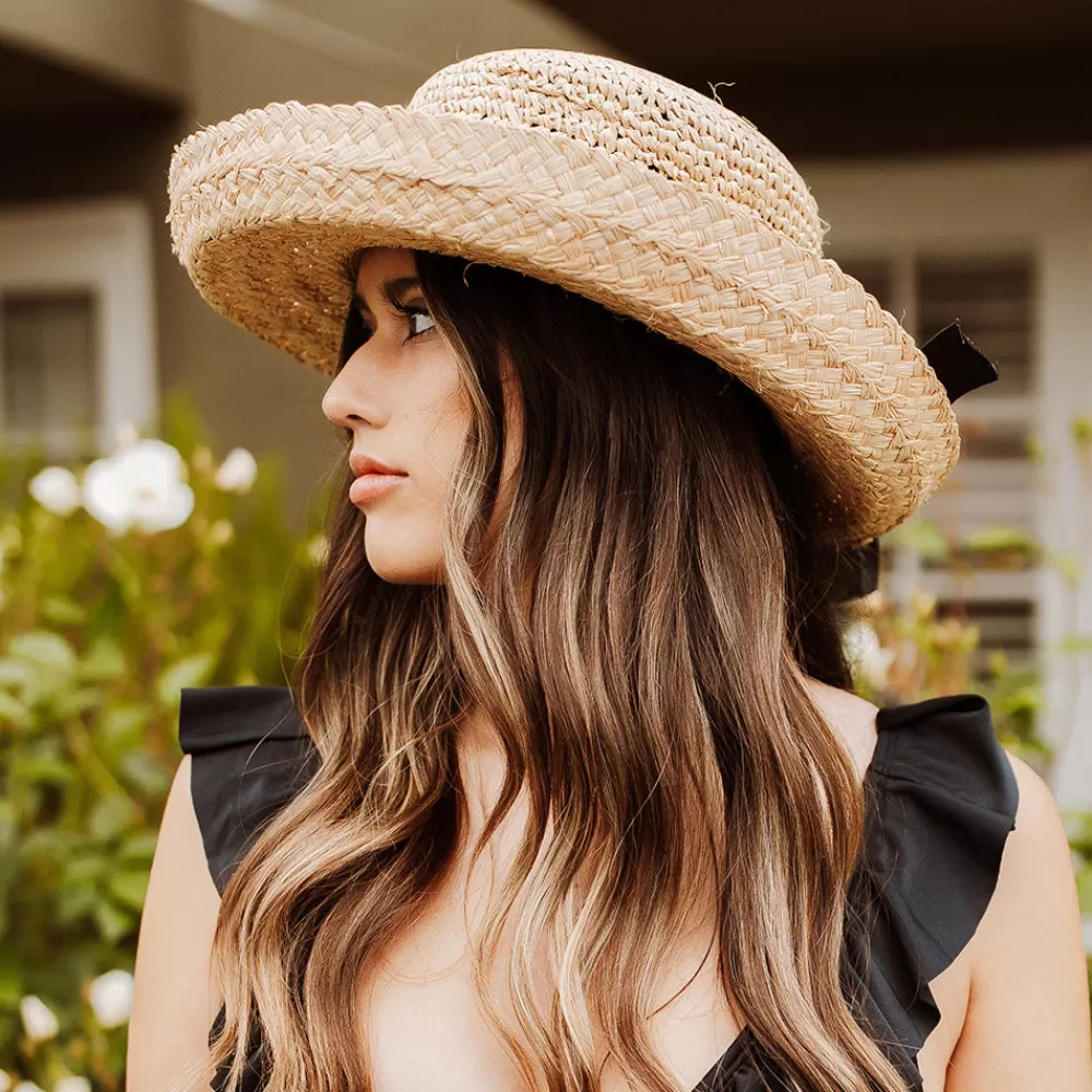 Chapeaux De Paille | Chapeaux Été^Scala Chapeau Été en Paille Raphia Bio Crochetée naturel Bandeau noir