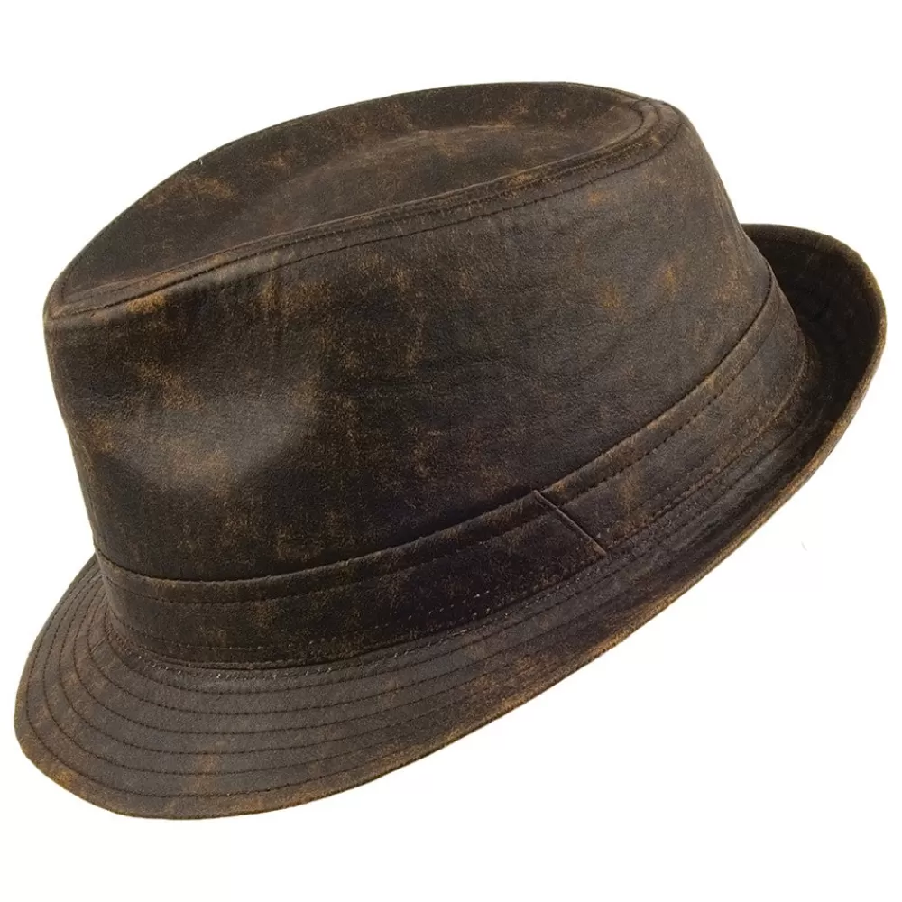 Chapeaux Trilby | Chapeaux Fedora^Jaxon & James Chapeau Trilby en Coton à Effet Usé marron JAXON & JAMES