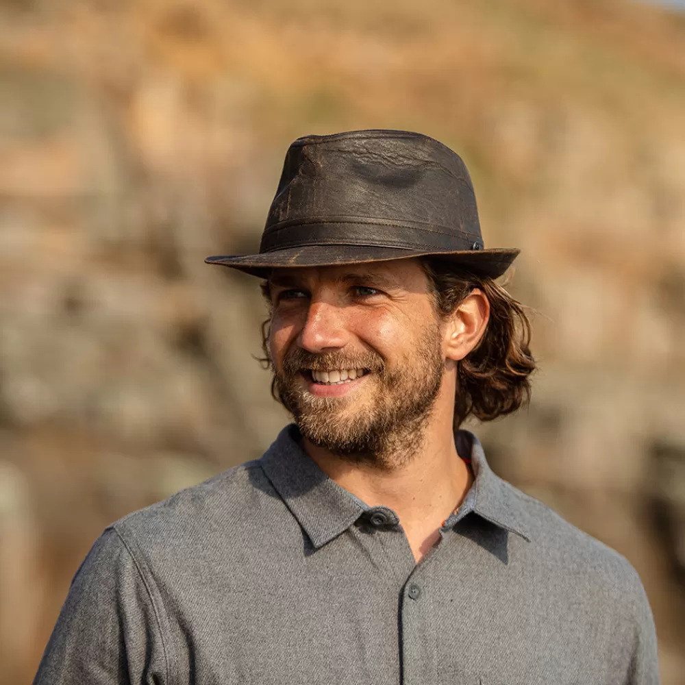 Chapeaux Trilby | Chapeaux Fedora^Jaxon & James Chapeau Trilby en Coton à Effet Usé marron JAXON & JAMES