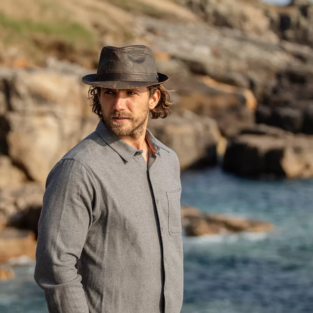 Chapeaux Trilby | Chapeaux Fedora^Jaxon & James Chapeau Trilby en Coton à Effet Usé marron JAXON & JAMES