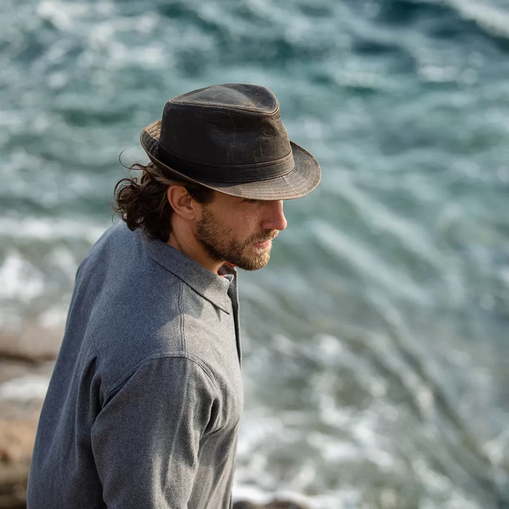 Chapeaux Trilby | Chapeaux Fedora^Jaxon & James Chapeau Trilby en Coton à Effet Usé marron JAXON & JAMES