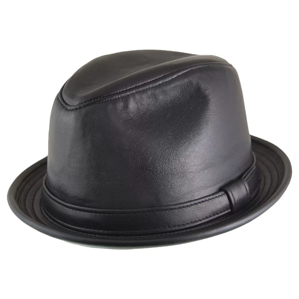 Chapeaux Trilby | Chapeaux Fedora^New York Hat Company Chapeau Trilby en Cuir noir NEW YORK HAT CO.