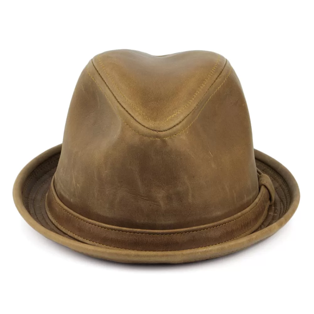 Chapeaux Trilby | Chapeaux Fedora^New York Hat Company Chapeau Trilby en Cuir Vintage marron