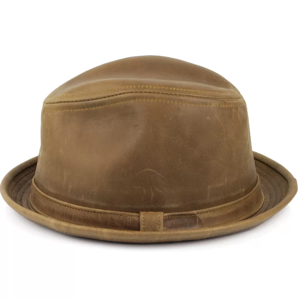 Chapeaux Trilby | Chapeaux Fedora^New York Hat Company Chapeau Trilby en Cuir Vintage marron