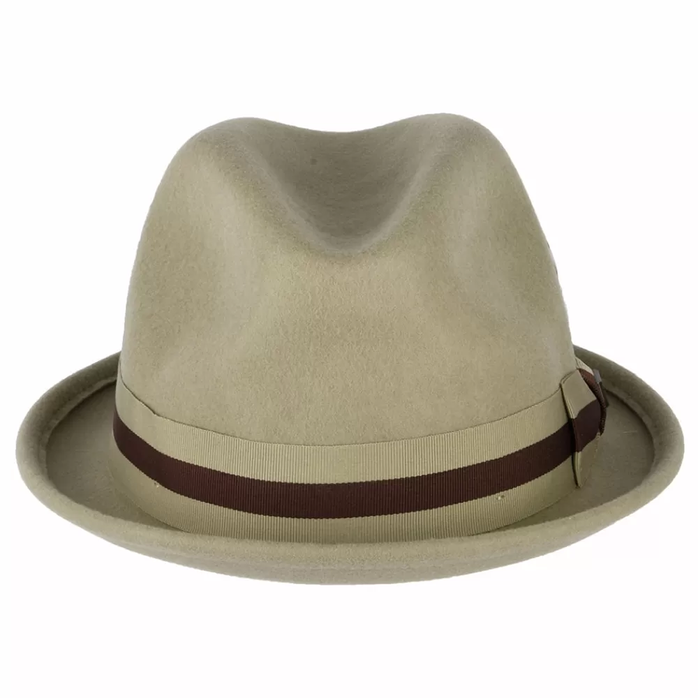Chapeaux Trilby | Chapeaux Fedora^Brixton Chapeau Trilby en Laine Feutrée Bandeau à Rayures Gain sable-marron