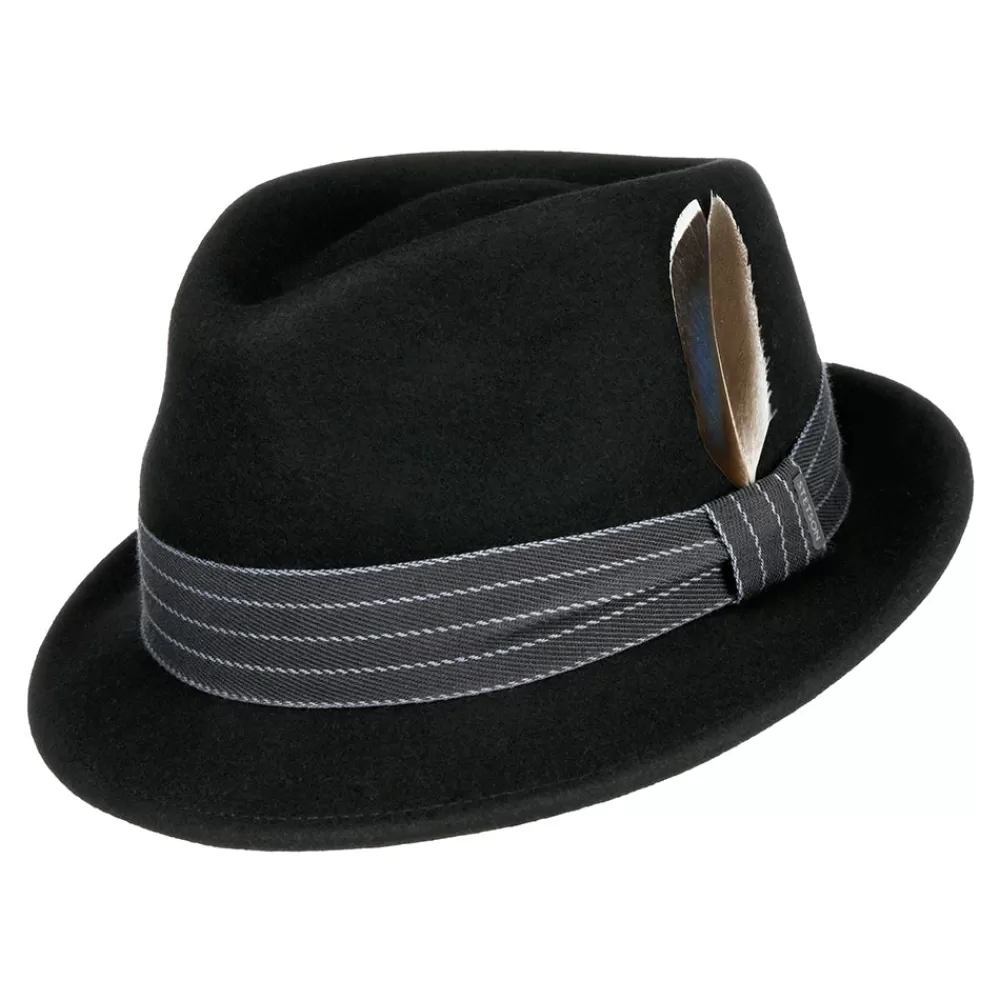 Chapeaux Trilby | Chapeaux Fedora^Stetson Chapeau Trilby en Laine Feutrée Déformable Hydrofuge Norborne noir