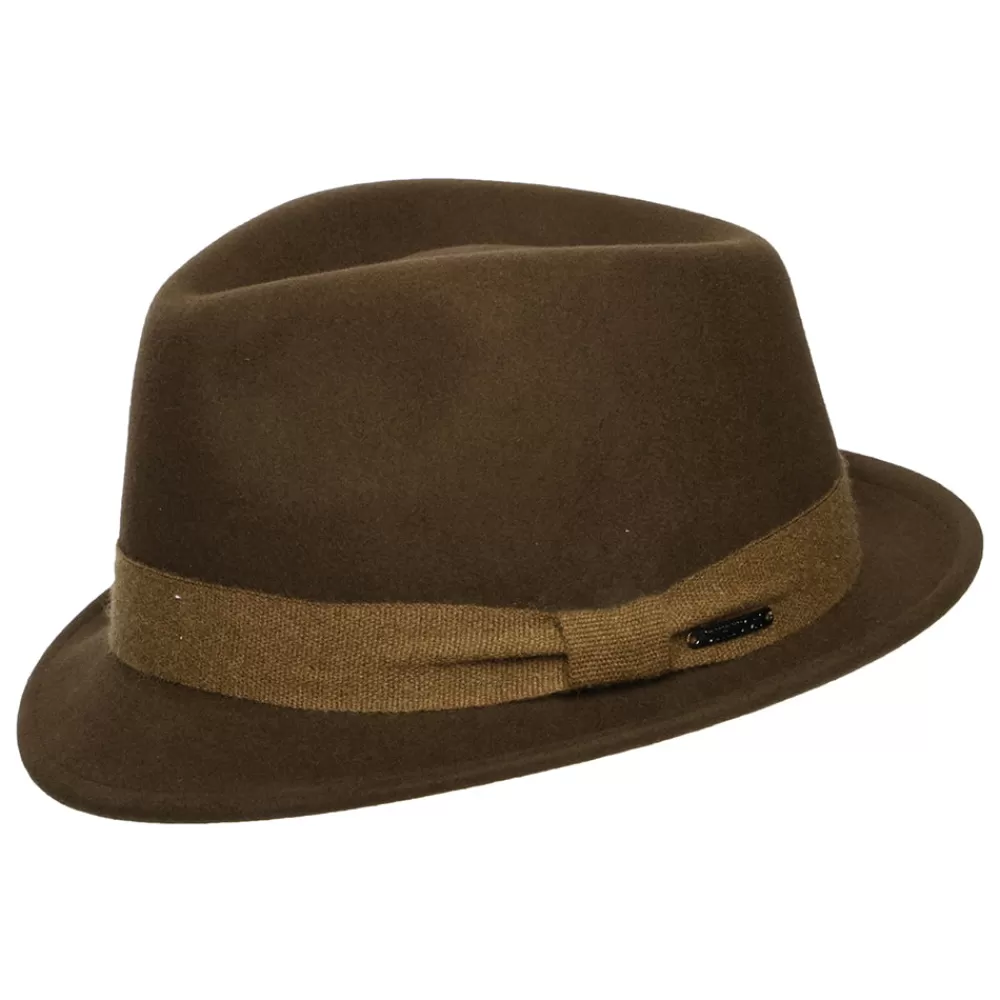 Chapeaux Trilby | Chapeaux Fedora^Stetson Chapeau Trilby en Laine Feutrée et Cachemire Guilford Player marron