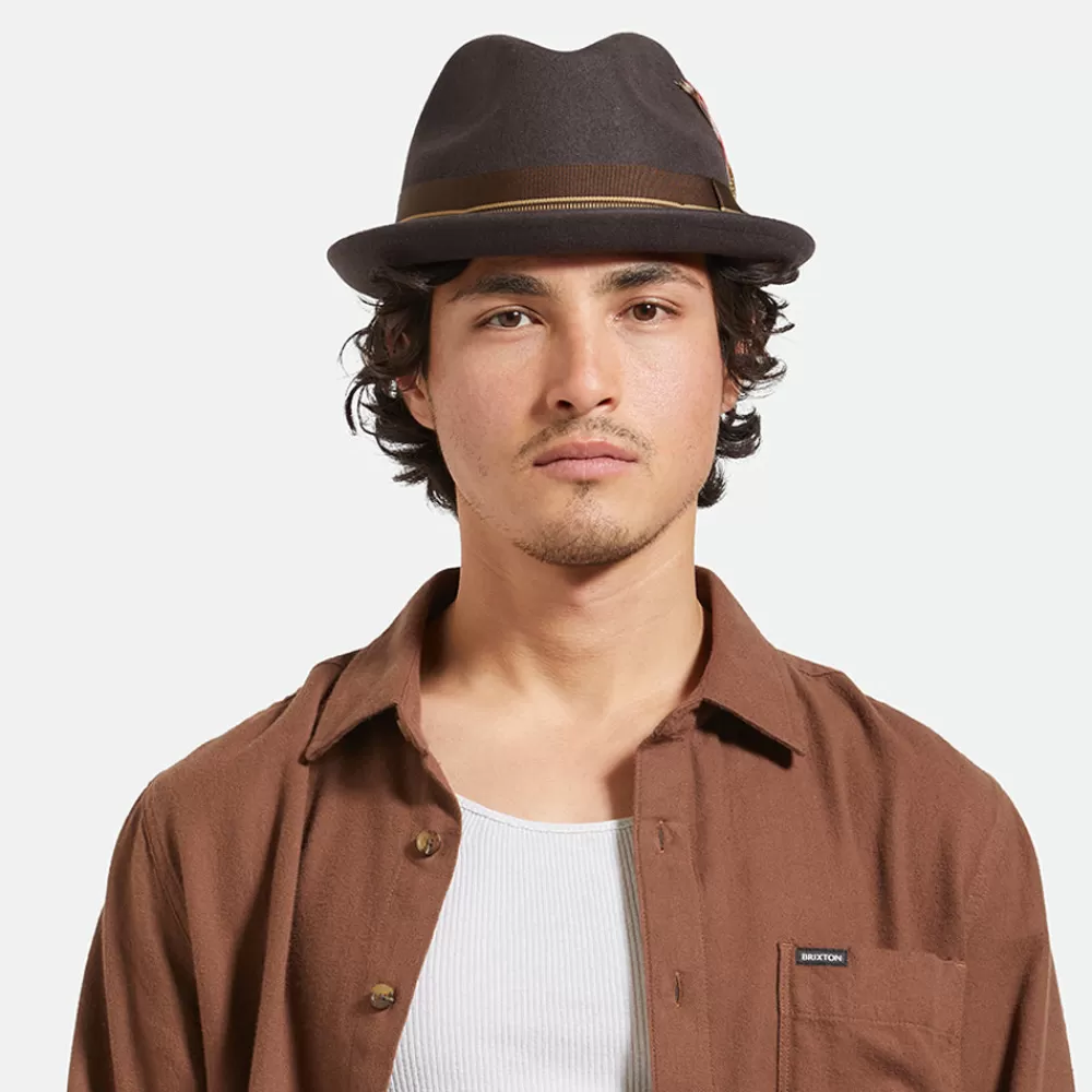 Chapeaux Trilby | Chapeaux Fedora^Brixton Chapeau Trilby en Laine Feutrée Gain 20ème Anniversaire chocolat