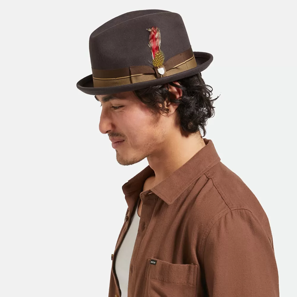 Chapeaux Trilby | Chapeaux Fedora^Brixton Chapeau Trilby en Laine Feutrée Gain 20ème Anniversaire chocolat