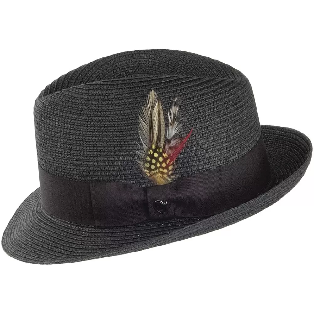 Chapeaux Trilby | Chapeaux Fedora^Jaxon & James Chapeau Trilby en Paille Pinch Crown noir JAXON & JAMES