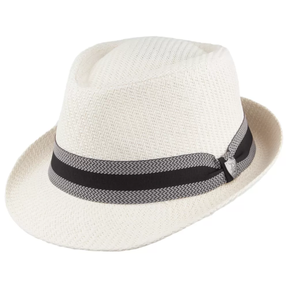 Chapeaux Trilby | Chapeaux Fedora^Dorfman Pacific Chapeau Trilby en Paille Toyo Mate avec Bandeau à Rayures ivoire