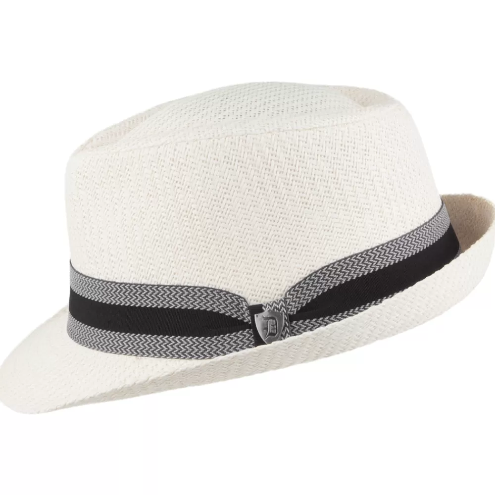 Chapeaux Trilby | Chapeaux Fedora^Dorfman Pacific Chapeau Trilby en Paille Toyo Mate avec Bandeau à Rayures ivoire